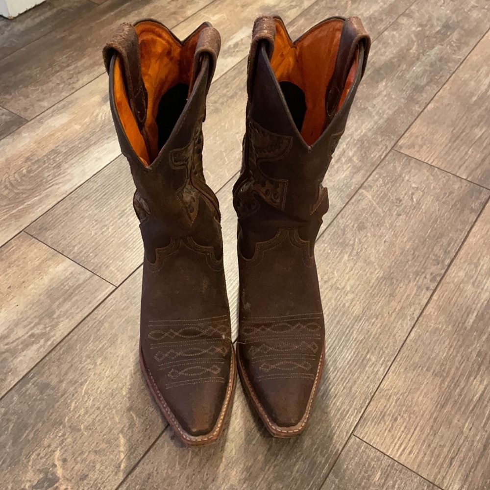 Frye Daisy Duke Studded Python Distressed Boots 5 - image 2